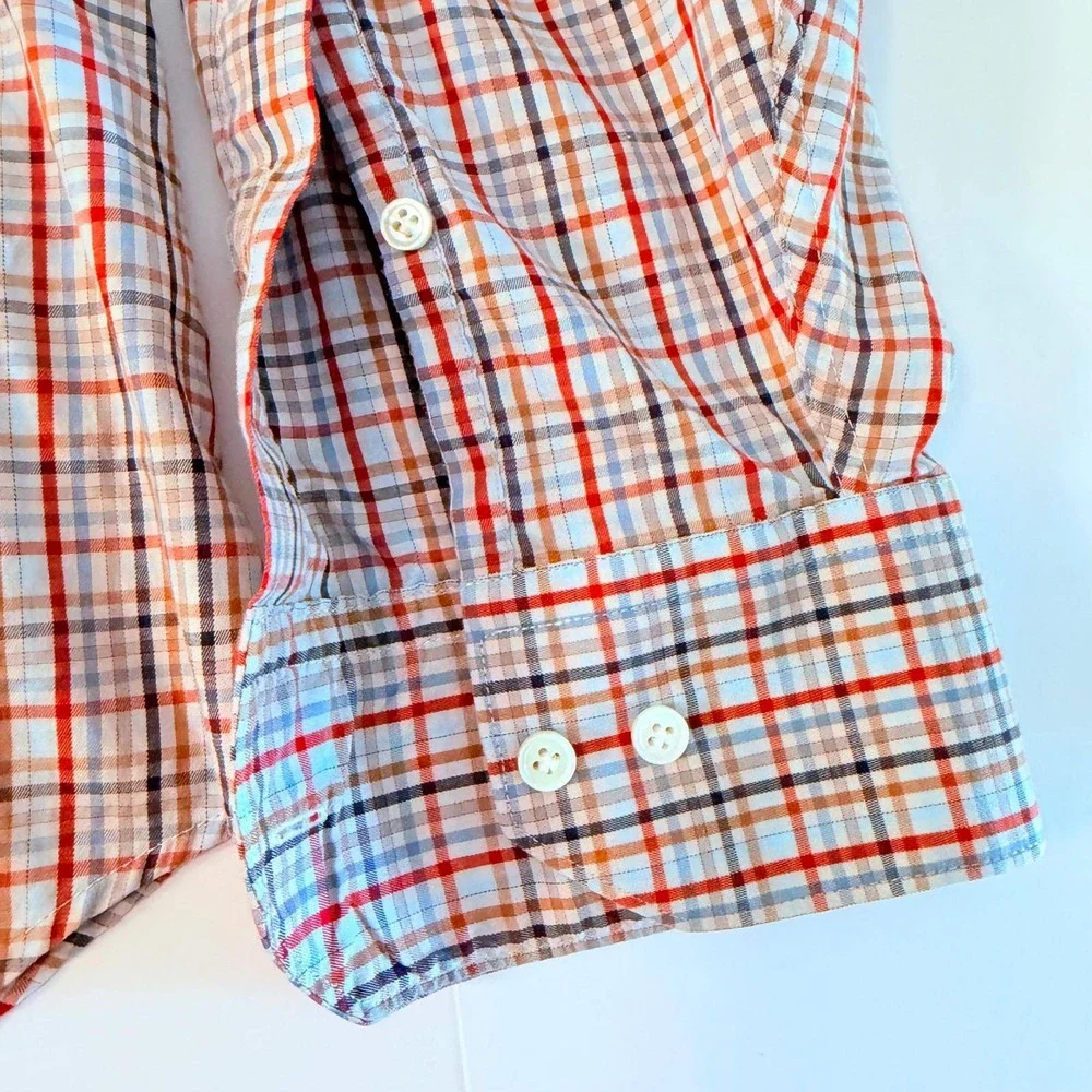 Peter Millar Collection Mens 2XL Plaid Button Down Shirt Red Blue